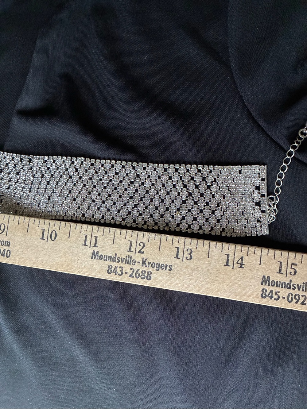 Silver wide mesh necklace & bracelet set, crystals , elegant, statement piece. - Picture 4 of 4